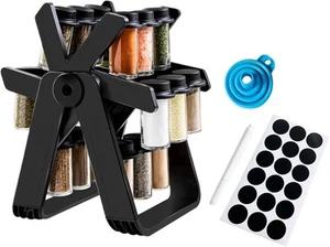 Ferris Wheel Spice Rack Set with 18 Glass Jars & Labels - 360° Rotating Seaso... - Picture 1 of 8