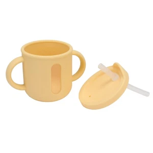 (Yellow)BAFOVY Silicone Sippy Cup Double Handles Leakproof Cover Training - Picture 1 of 12