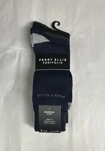 New Perry Ellis Socks Men’s 5 Pair Multicolor Dress Sock Business Preppy Career - Picture 1 of 12