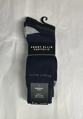 Nuevos Calcetines Perry Ellis Para Hombre 5 Pares Multicolor Vestido Calcetín Negocios Preppy Carrera Foto 1 de 4