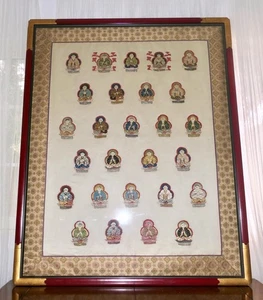 Qing Chinese 27 Imperial Immortals Figures Padded Embroidery Couching Silk Panel - Picture 1 of 23