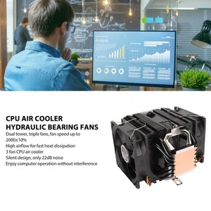 9CM CPU Cooler Dual Tower 6 Copper Heat Pipes 3 Wire 3 Fans Hydraulic Compute FY - Afbeelding 1 van 24
