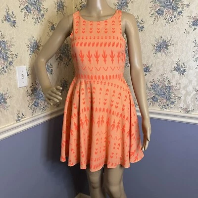 Vestido skater sin mangas naranja ajustado y acampanado GB Gianni Bini, talla XS, NUEVO CON ETIQUETAS Foto 1 de 4