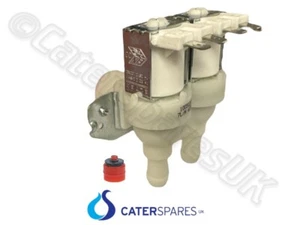 120144 COMENDA DOUBLE WATER SOLENOID VALVE WITH RED RESTRICTOR DISHWASHER GLASS - Picture 1 of 9