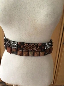 Vintage Lanvin Leather & Elastic Textured Belt Snap Closure Sz XS/S - Picture 1 of 11