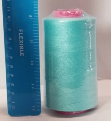 1 Big Spool Aqua color multi Purpose server Sewing Thread T27 Quality 6000 YARDS - Image 1 of 4