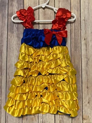Vestido Disfraz Niñas Inspirado en Princesa Blancanieves Satinado Volantes XL 3/4 3T 4T  Foto 1 de 2