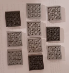 LEGO Lot of 10 Light Dark Gray 4x4 Flat Building Plate Pieces - Picture 1 of 4