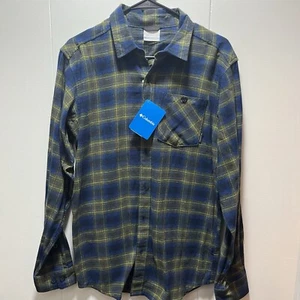 Columbia Flannel Shirt Blue Yellow Plaid Mens Size Small NEW - Picture 1 of 6