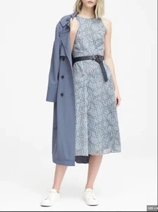 Banana Republic Midi Dress Women's 0 Blue Wedding Guest Evening Wear Night Out - Picture 1 of 11