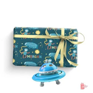 Personalized Gift Wrap w/ Name Astronaut Outer Space Rocket Ship Wrapping Paper - Picture 1 of 4