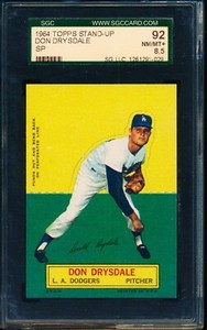 1964 TOPPS STAND-UP BASEBALL DON DRYSDALE SGC 92 NM-MT+ 8.5 HOF DODGERS