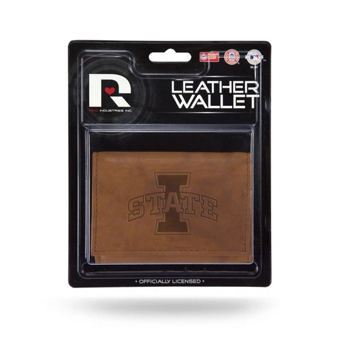 Iowa State Cyclones Embossed Brown Leather Trifold Wallet Cover