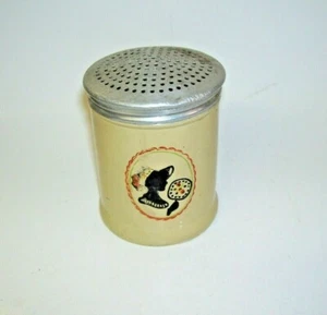Antique Primitive Tin Salt Shaker Silhouette Design on Front - Picture 1 of 2
