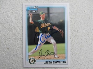 A's Jason Christian Signed Autographed 2010 Bowman 1st Card Mint