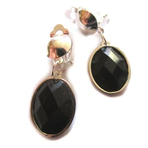 Ohrclips silberf schwarz Clips Ohrringe  - Bild 1 von 4