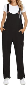 Women'S Casual Cotton Jumpsuit Solid Color plus Size Overalls Baggy Wide Leg Pan - Picture 1 of 12