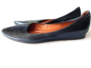 Zapatos para mujer vintage Pera Donna talla EUR-39 planos azul marino cuero - Imagen 1 de 6
