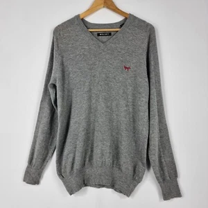 Wolsey Men L Grey V Neck Merino Extra Fine Wool Sweater Jumper Ribbed Hems - Bild 1 von 10