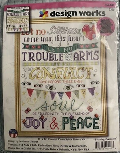 DESIGN WORKS * BLESSINGS SAMPLER Counted Cross Stitch Kit 11x14” JAS-047 New - Picture 1 of 6