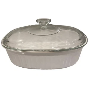 CORNING WARE F-2-B French White 2.8 Liter Oval Casserole Dish DC 1/2C Glass Lid - Picture 1 of 8