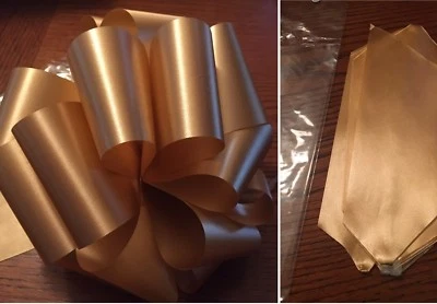 12 Large GOLD Pull Bows ~ 6" inch~Party -Gift Wrap~easy just pull string - Image 1 of 4