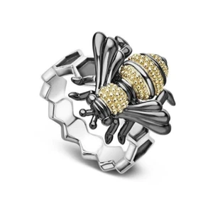 NEW LAGOS RARE WONDERS HONEYBEE 925 Sterling Silver & 18K Gold Ring Size 6.5 - Picture 1 of 16