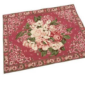 Set 4 April Cornell Pink Green Vintage Floral Cotton Canvas Placemats Pink 19" - Picture 1 of 6