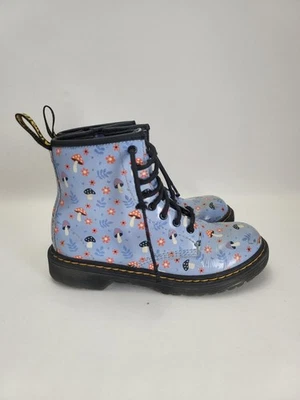 Dr. Doc Martens Woodland Blue Floral Mushroom Lace Up Boots Kids UK 1 / US 2 Zip - Image 1 of 4
