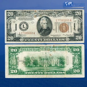 Fr.2305 1934A $20 FRN Twenty Dollars Brown Seal "HAWAII" WWII, VF #85660 - Picture 1 of 1