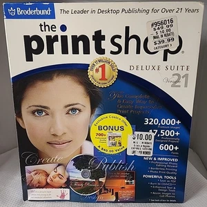 Broderbund The PrintShop Deluxe Version 21 (PC, 2005) Complete 5 CD Set - Picture 1 of 6