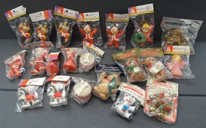 LOTTO (21) NUOVI Ornamenti Natalizi Floccati Babbo Natale Vintage Woolworth MCM Anni 70 Renna - Foto 1 di 12