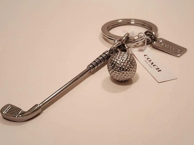 全新带标签 Super Sexy Coach 银色高尔夫球杆和高尔夫球钥匙链 - F93063 — 第 1/4 张图片