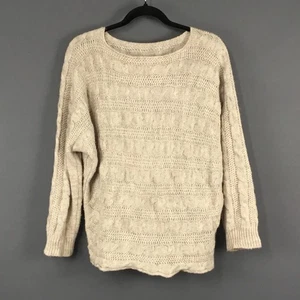 Italian Cable Knit Sweater Mens Large Mohair Wool Blend Pullover Made in Italy - Picture 1 of 9