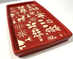 Feiertag rot Weihnachten rechteckig nordisches Dekor Schmuck Tablett 5" x 8,75" EUC - Bild 1 von 7