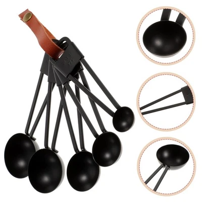  5 Pcs Measuring Cups and Spoons Set Metal Cooking Steel Black Stainless Steal - Image 1 of 4