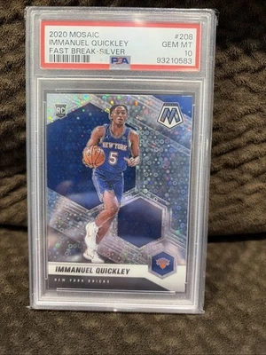 2020-21 帕尼尼马赛克新秀伊曼纽尔·奎克利 #208 (RC) Fast Break PSA 10 Pop 9 — 第 1/2 张图片