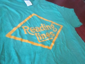 RARE Vintage Railroad T-Shirt READING LINES Ched Brand Circa 1979-88 Green M - Picture 1 of 5