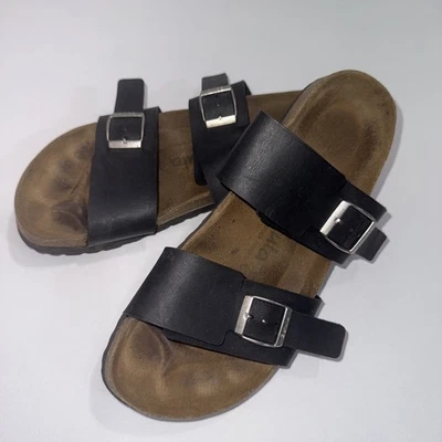 Sandalias Birkenstock Betula Sydney Birko-Flor Doble Hebilla Cuero Negro Corcho 38 Foto 1 de 4