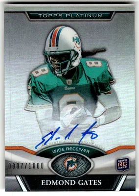 2011 Topps Platinum Edmond Gates Rookie Autographs #/1000 Rookie #62 Auto - Image 1 of 2