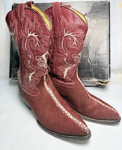 Botas de Vaquero La Sierra (Vino) Estampado Raya Punta Punta Para Hombre Talla 10 - Imagen 1 de 7