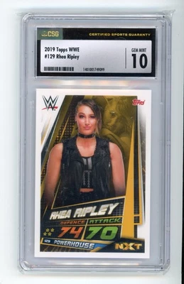 2019 Topps WWE Rhea Ripley #129 True RC Rookie CSG 10 GEM MINT (EG) - Image 1 of 2