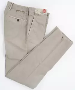 INCOTEX Solid Taupe Dress Pants Cotton Slim Fit Flat Front Chino Slacks 31 - Picture 1 of 7