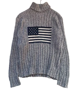 Polo Ralph Lauren Sweater American Flag USA Turtleneck Knit Men's Size L USED - Picture 1 of 12