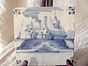 Antique Dutch Delft Blue & White showing a Church ? early 18th Century - Picture 1 of 7
