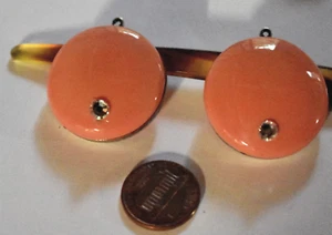 1 Pendant* Glass 30mm with rhinestone * HOLLOW CORAL GLASS * silvertone metal * - Picture 1 of 2
