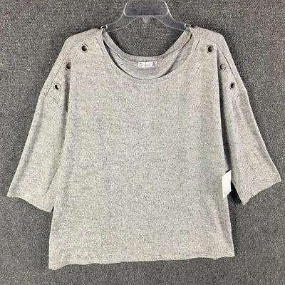 89th + Madison Top Women's 3X Plus Gray 3/4 Sleeve Polyester Blend NWT - Image 1 of 4