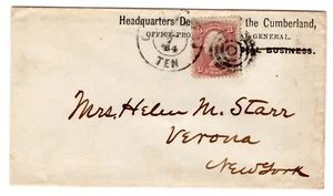 #65 Civil War HQ Dept of the Cumberland TN Provost 1865 to Verona NY - Picture 1 of 2