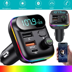 Transmisor FM Bluetooth para Coche Radio MP3 Adaptador Inalámbrico Manos Libres Carga de 3 Puertos - Imagen 1 de 19