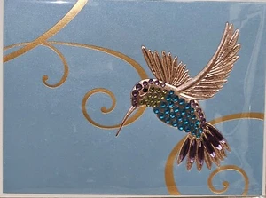 Papyruskarte Kolibri Edelsteine Schmuck LEER ALLE ANLÄSSE KARTE - Bild 1 von 5